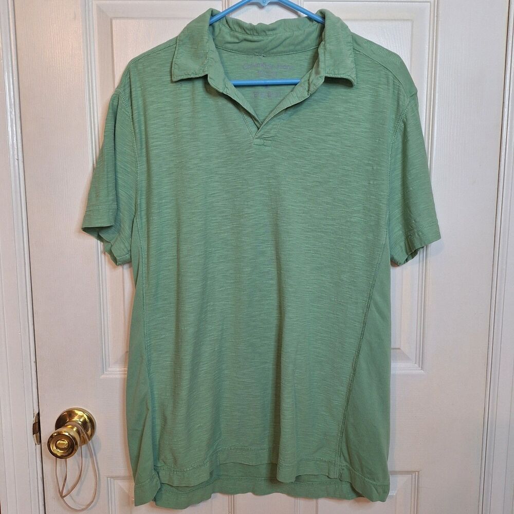 Calvin Klein Jeans Sage Green Polo Shirt Short Sleeved Collared Coastal Size L